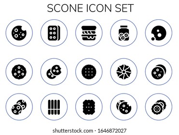 Scone Icon Set. 15 Filled Scone Icons.  Simple Modern Icons Such As: Cookie, Biscuit, Scone, Cookies