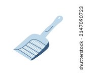 Scoop for cat tray in cartoon flat style. Vector illustration of hygiene accessories for kittens, toilet isolated on white background.