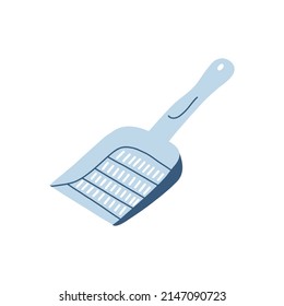Scoop for cat tray in cartoon flat style. Vector illustration of hygiene accessories for kittens, toilet isolated on white background.
