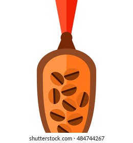 Scoop with coffee beans icon