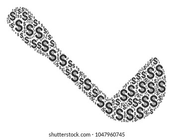 Scoop composition of american dollars. Vector dollar currency symbols are grouped into scoop collage.