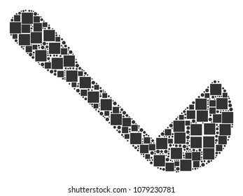 Scoop composition icon of square shapes and circle particles in different sizes. Vector items are united into scoop illustration design concept.