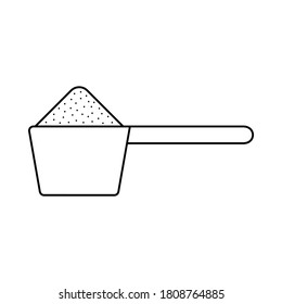 Scoop of detergent, line art vector, flat icon design