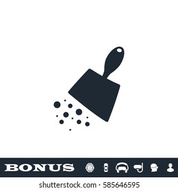 Scoop with garbage icon flat. Black pictogram on white background. Vector illustration symbol and bonus button
