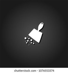 Scoop with garbage icon flat. Simple White pictogram on black background with shadow. Vector illustration symbol