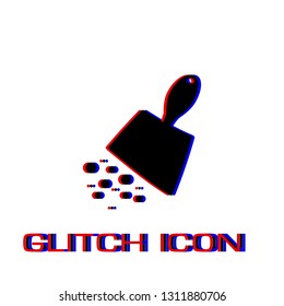 Scoop with garbage icon flat. Simple pictogram - Glitch effect. Vector illustration symbol