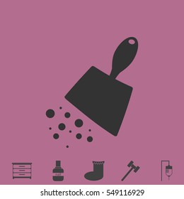 Scoop with garbage icon flat. Simple vector grey pictogram and bonus symbol