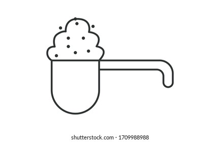 Scoop, healthy, lifting, powder, scooper, emblem, laundry, cloth, cup, clean, detergent, measuring, powder, housework free vector icon