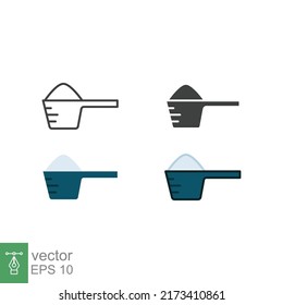 Scoop icon in different style. Color, outline, solid, flat. powder, spoon, detergent, cup, laundry, cartoon, pile concept. Sign symbol design. Vector illustration isolated on white background. EPS 10