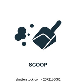 Icono de Scoop. Signo monocromo de la colección de limpieza. Icono de Creative Scoop para diseño web, infografía y más