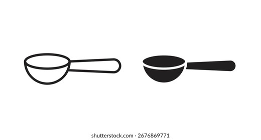 Ícone de colher no plano de fundo branco. ícone definido no contorno preto e preenchimento