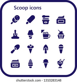 scoop icon set. 16 filled scoop icons.  Simple modern icons about  - Ice cream, Cream, Shovel, Scoop