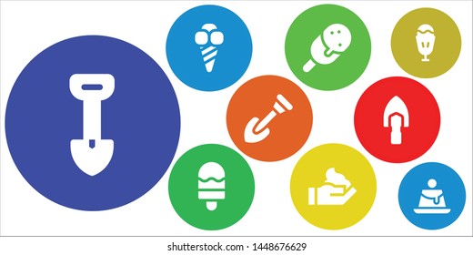 scoop icon set. 9 filled scoop icons.  Simple modern icons about  - Shovel, Ice cream, Cream, Sundae, Creme caramel