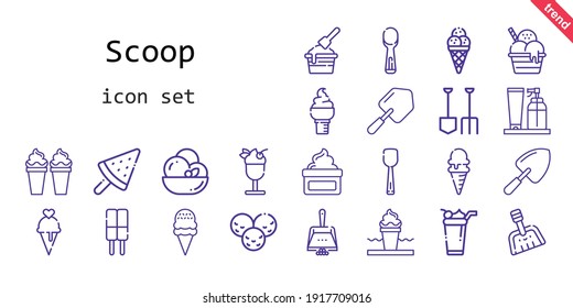 scoop icon set. line icon style. scoop related icons such as scoop, ice cream, shovel, cream, dustpan, 