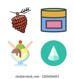 scoop icon set. vector set about cream, ice cream, cone and pine nut icons set.