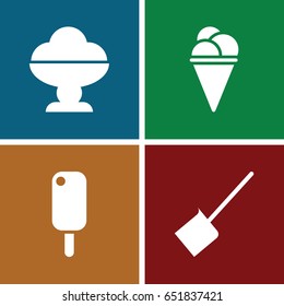 Scoop icons set. set of 4 scoop filled icons such as dustpan