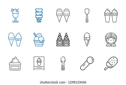 scoop icons set. Collection of scoop with ice cream, cream, seer. Editable and scalable scoop icons.