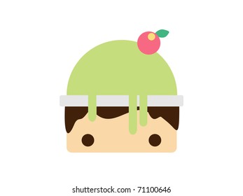 Scoop lemon ice cream in bowl. Vector illustration