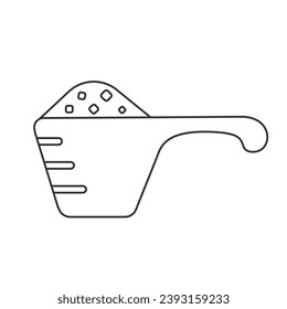 Scoop line icon in modern flat style sign. Color, outline, solid, flat. powder, spoon, detergent, cup, laundry, pile concept. Vector illustration isolated
