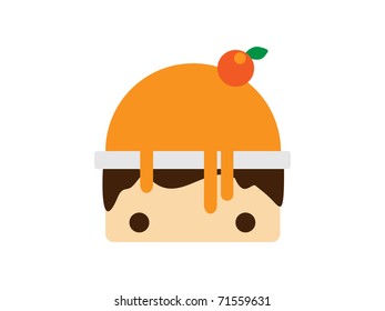 Scoop Orange ice cream in bowl. Vector illustration