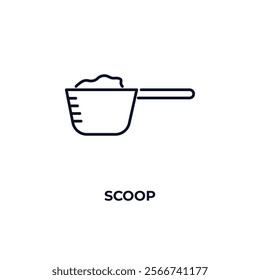 scoop outline icon. Linear vector from kitchen concept. Thin line scoop icon isolated on white background