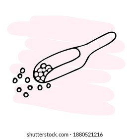Scoop for pharmacy powders and tablets. Vector drawing.