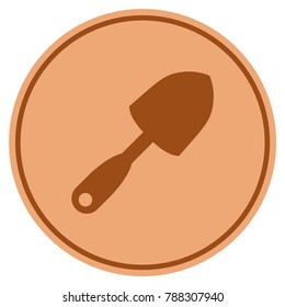 Scoop Shovel bronze coin icon. Vector style is a copper flat coin symbol.