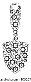 Scoop Shovel collage of gears. Vector gear items are united into scoop shovel figure.