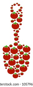 Scoop Shovel composition of tomato in various sizes. Vector tomatoes items are organized into scoop shovel pattern. Salad vector illustration.