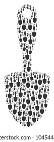 Scoop Shovel figure organized in the combination of scoop shovel pictograms. Vector iconized collage done from simple pictograms.