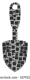 Scoop Shovel mosaic icon of rectangles and circle particles in different sizes. Vector items are organized into scoop shovel collage design concept.