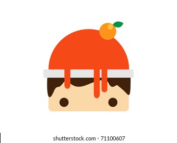 Scoop strawberry ice cream in bowl. Vector illustration