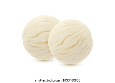 Scoop of vanilla ice cream, isolated on white.