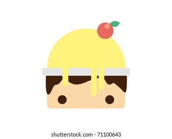 Scoop vanilla ice cream and . Vector illustration
