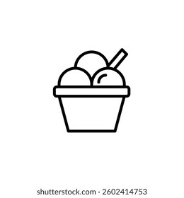 Scoops of ice cream in cup. Gelato or frozen desserts. Pixel perfect, editable stroke vector icon