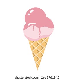Himbeer-, Erdbeer- und rosafarbene Eiscreme in einer Waffelröhre.