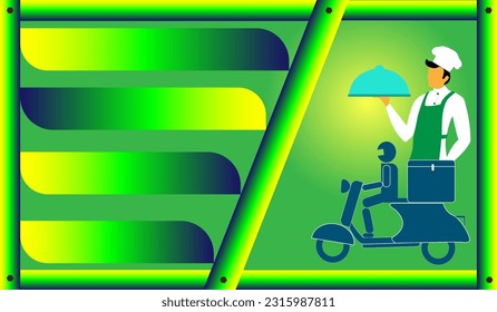 scooter banner Order delivery is fast food business mobile phone vector