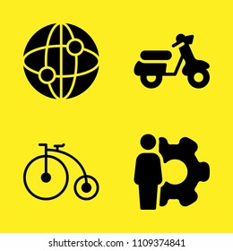 scooter, bicycle, settings and internet vector icon set. Sample icons set for web and graphic design