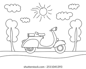 scooter bike coloring drawing pages outline