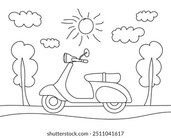 scooter bike coloring drawing pages outline