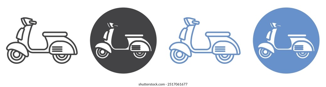 Scooter bike icon flat line symbol set.