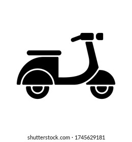 Icono de la bicicleta Scooter sobre fondo blanco aislado con estilo de icono de glifo, ilustración del vector de la bicicleta Scooter.