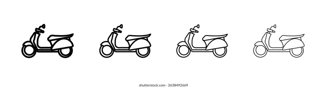 Scooter bike icon Outline sign symbol set
