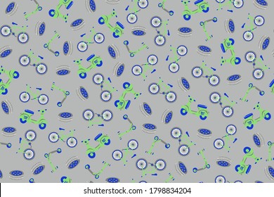 Scooter bike seamless vector pattern