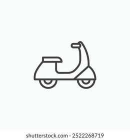 Linha de bicicleta Scooter na cor preta da linha fina. ilustração simples de símbolos vetoriais planos.