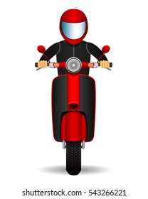 scooter biker. front view. vector illustration.