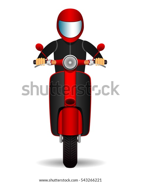 Scooter Biker Front View Vector Illustration: Vetor Stock (livre De ...