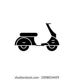 Scooter black icon concept. Scooter  vector sign, symbol, illustration.