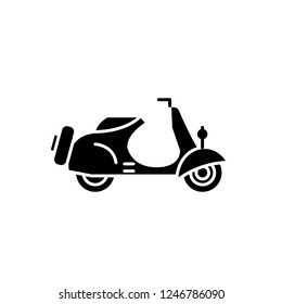 Scooter black icon, vector sign on isolated background. Scooter concept symbol, illustration 