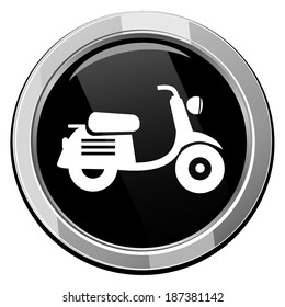 Scooter. Black round icon.